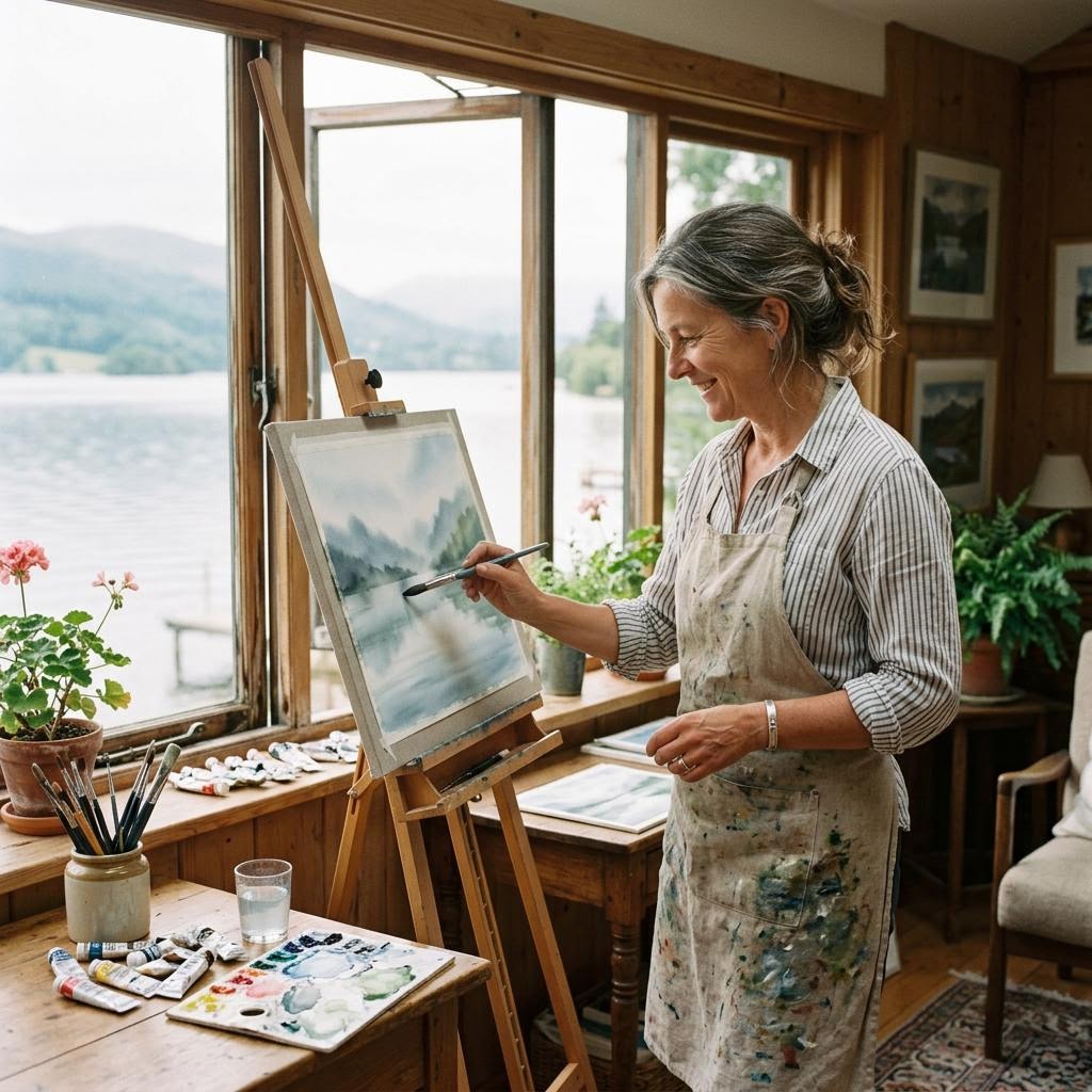 Our founder painting by the lake